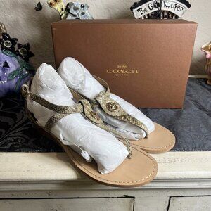 Coach Women's Sandals Shoes Fashion Ingrid Print Snake Skin Natural Sz 8.5